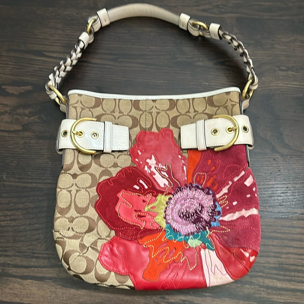 Coach poppy floral signature shoulder bag - Picture 1 of 12
